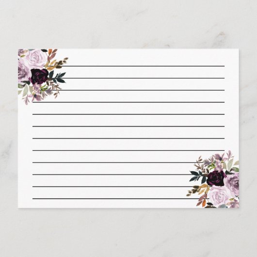 Paarse Roze Bloemen Bruids Recept Kaart (Achterkant)