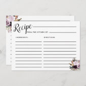 Paarse Roze Bloemen Bruids Recept Kaart (Voorkant / Achterkant)