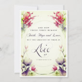 Paarse Roze Bloemen Christelijk Cross Bible Bruilo Kaart (Achterkant)