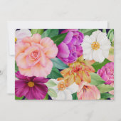Paarse roze bloemen donkerblauwe botanische bruilo save the date (Achterkant)
