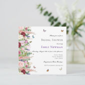 Paarse roze bloemen en Vrijgezellenfeest van Butte Kaart (Staand voorkant)