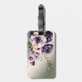 Paarse Roze Bloemen Golden Elegant Bagagelabel (Achterkant verticaal)