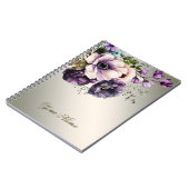 Paarse Roze Bloemen Golden Elegant Notitieboek (Linkerzijde)