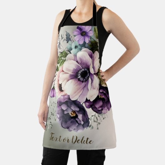 Paarse Roze Bloemen Golden Elegant Schort (Insitu)