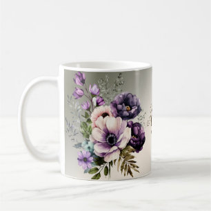 Paarse Roze Bloemen Gouden Elegant Koffiemok