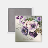 Paarse Roze Bloemen Gouden Elegant Magneet (Voorkant / Achterkant)