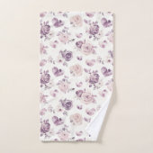 Paarse Roze Bloemen & Harten Bad Handdoek (Handdoek)