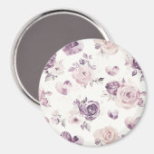 Paarse Roze Bloemen & Harten   Magneet (Voorkant / Achterkant)
