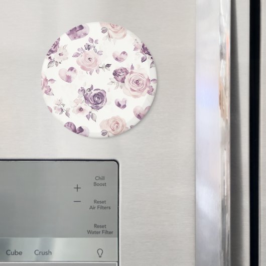 Paarse Roze Bloemen & Harten   Magneet (Insitu (Koelkast))