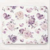 Paarse Roze Bloemen & Harten Muismat (Voorkant)