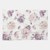 Paarse Roze Bloemen & Harten Theedoek (Horizontaal)