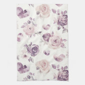 Paarse Roze Bloemen & Harten Theedoek (Verticaal)