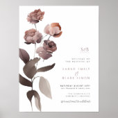 Paarse Roze Bloemen Huwelijk Welkom Poster (Voorkant)