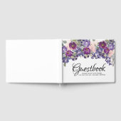 Paarse Roze Bloemen Keepsake Bruiloft Gastenboek (Volledig)
