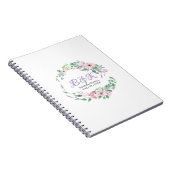 Paarse & Roze Bloemen Krans Frame Notitieboek (Rechterzijde)