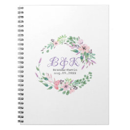 Paarse & Roze Bloemen Krans Frame Notitieboek