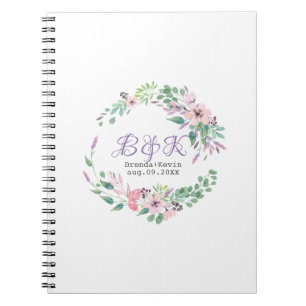 Paarse & Roze Bloemen Krans Frame Notitieboek