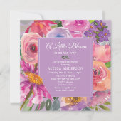 Paarse Roze Bloemen Little Bloom Baby shower Kaart (Voorkant)