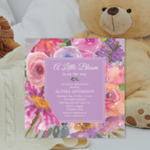 Paarse Roze Bloemen Little Bloom Baby shower