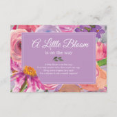 Paarse Roze Bloemen Luier Raffle Baby shower Informatiekaartje (Voorkant)