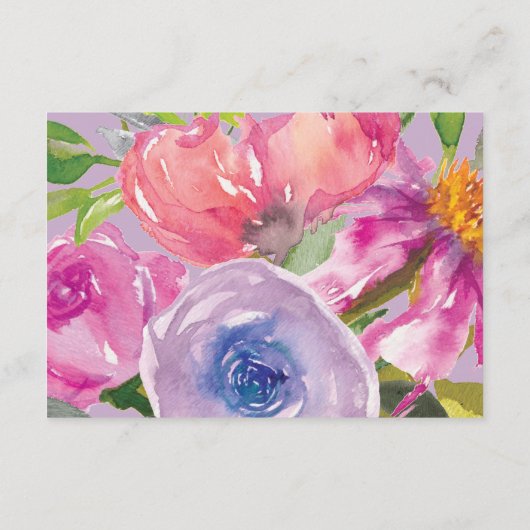 Paarse Roze Bloemen Luier Raffle Baby shower Informatiekaartje (Achterkant)