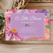 Paarse Roze Bloemen Luier Raffle Baby shower Informatiekaartje