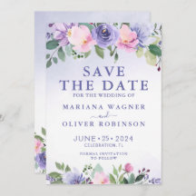 Paarse Roze Bloemen Modern Save the Date