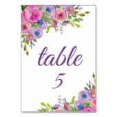 Paarse Roze Bloemen Tafelnummer (Voorkant)