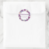 Paarse & Roze Bloemen Valedictoriaanse Envelope Se Ronde Sticker (Tas)