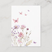 Paarse Roze Bloemen Vlinder Baby shower DETAILS Informatiekaartje (Achterkant)