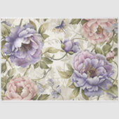 Paarse Roze Bloemen & Vlinder Decoupage Tissuepapier (Voorkant)