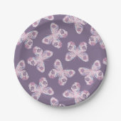 Paarse Roze Bloemen Vlinder Patterned Baby shower Papieren Bordje (Voorkant)