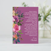 Paarse Roze Bloemen Vrouwen Verjaardag Bedankkaart (Staand voorkant)