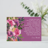 Paarse Roze Bloemen Vrouwen Verjaardag Bedankkaart (Staand voorkant)