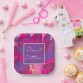 Paarse roze bloemenpatroonfeest papieren bordje (Feest)