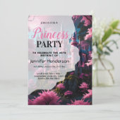 Paarse roze bloemenschattige prinses verjaardagsme kaart (Staand voorkant)