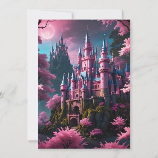Paarse roze bloemenschattige prinses verjaardagsme kaart (Achterkant)