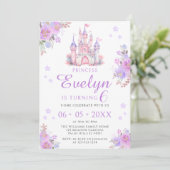 Paarse roze bloemenschattige prinses verjaardagsme kaart (Staand voorkant)