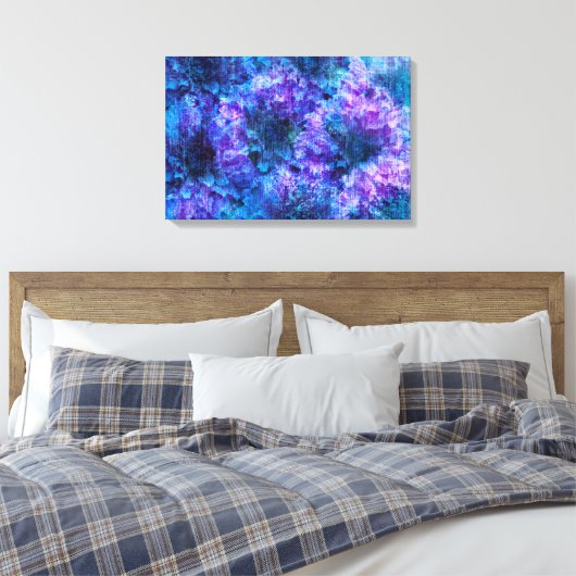 Paarse roze bloemenvormig design met rijke stijl canvas afdruk (Insitu (Slaapkamer))