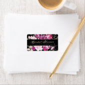 Paarse Roze Bloemige Bruidsdouche Retouradres Etiket (Insitu)