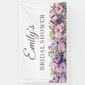 Paarse Roze Bloemige Bruidsfeest Spandoek (Verticaal)