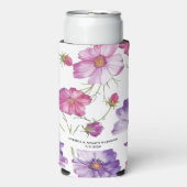 Paarse Roze Bloemige Bruiloft Seltzer Blikjeskoeler (Seltzer Voorkant)