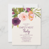 Paarse Roze Bloemige Empty Nest Feest Kaart (Voorkant)