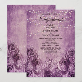 Paarse Roze Bloemige Lilac Vintage Verlovingsfeest Kaart