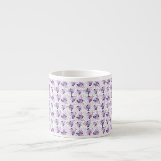 Paarse Roze Bloemige Mooie Espresso Kop (Voorkant)