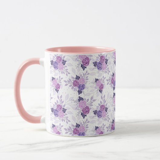 Paarse Roze Bloemige Mooie Mok (Links)
