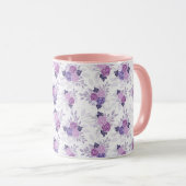 Paarse Roze Bloemige Mooie Mok (Voorkant rechts)