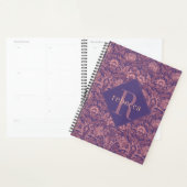 Paarse Roze Bloemige William Morris Elegante Monog Planner (Display)