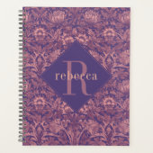 Paarse Roze Bloemige William Morris Elegante Monog Planner (Voorkant)