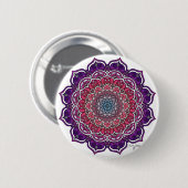 Paarse-Roze Bloemmandala Ronde Button 5,7 Cm (Voorkant /achterkant)